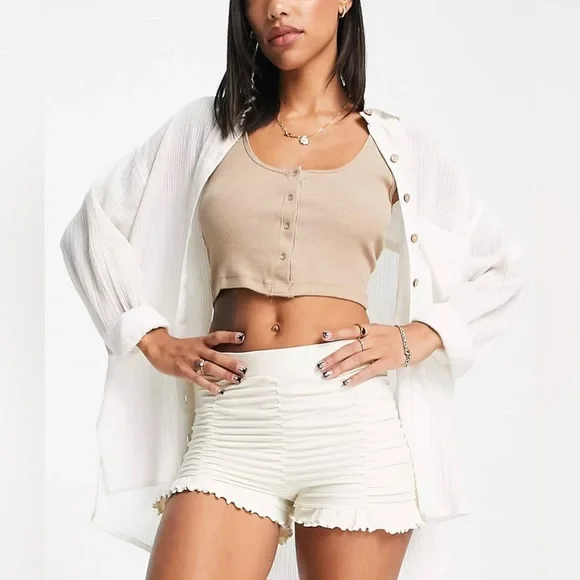 NEW Free People Ruched Seamless Shorts | IVORY - Picture 4 of 6